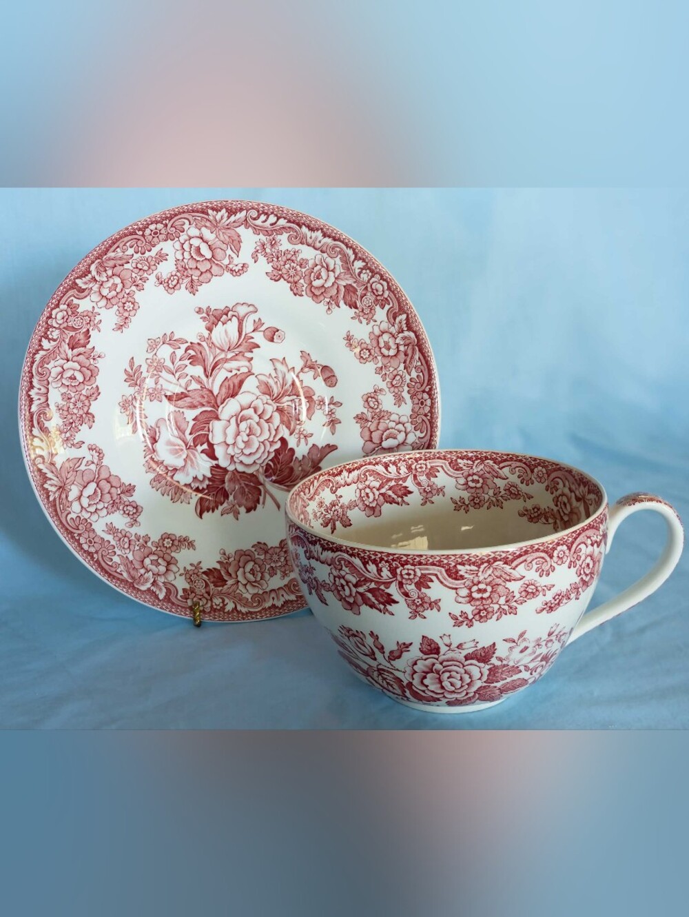 Beautiful Vintage SPODE Archive, British Flowers Jumbo Cup, and Saucer.England!